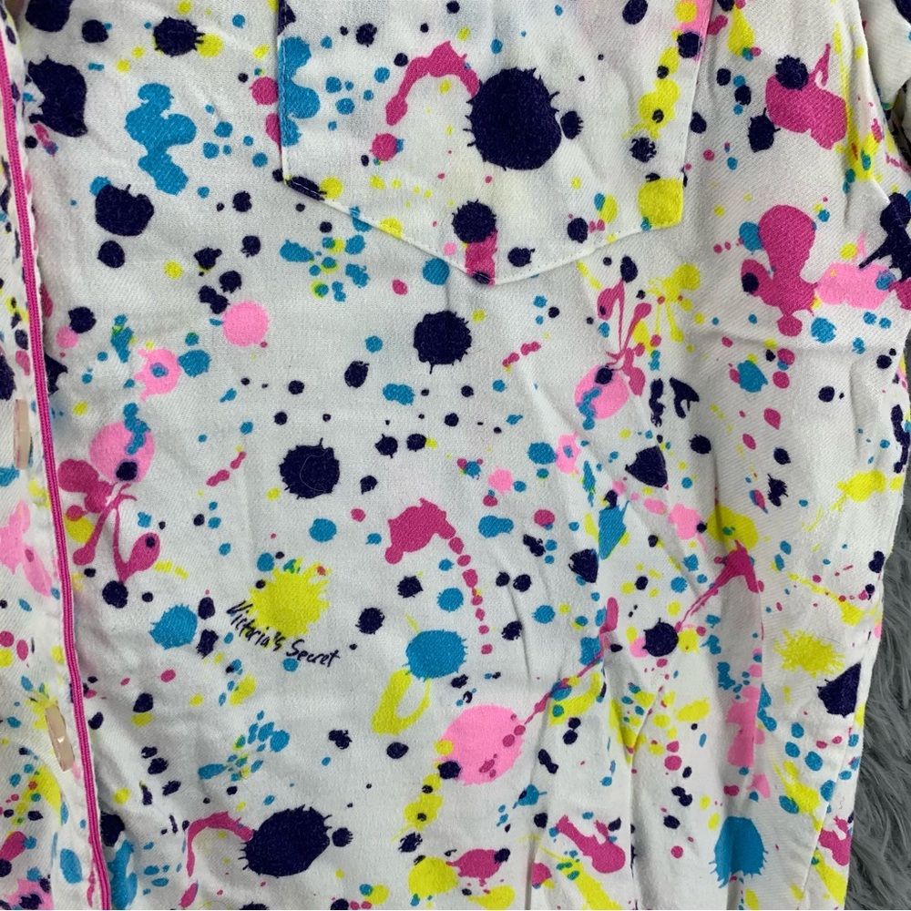 Victorias Secret Pajama Set Color Splash AFTER PARTY Flannel Womens Medium Rare - Picture 3 of 12